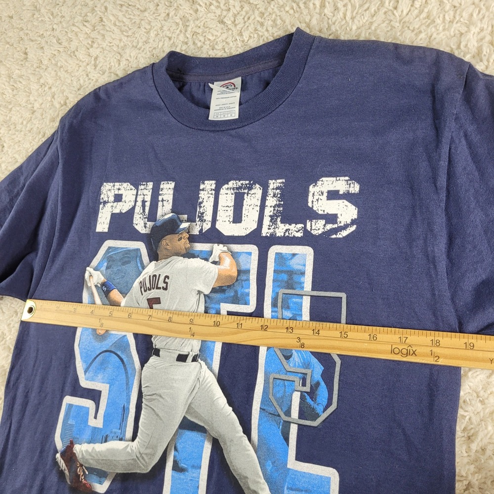 Vintage Albert Pujols STL Cardinals T-Shirt Mens M Blue Graphic Tee Short Sleeve - Picture 5 of 9